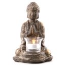 Buddha betend mit Teelichthalter braun