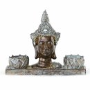Buddha-Kopf mit 2 Teelichthaltern