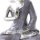 Buddha Figur aus Polystone silber/grau