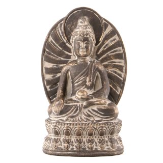 Buddha-Figur auf Thron sitzend braun/gold