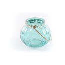 Teelichtglas mit Kordel blau
