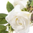 Naturgetreue Rose mit 3 Bl&uuml;ten wei&szlig;
