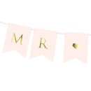 Wimpel-Banner zur Hochzeit "Mr & Mrs" rosa-gold