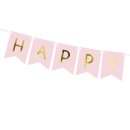 Geburtstags Wimpel-Banner &quot;Happy Birthday&quot; rosa gold