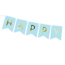 Geburtstags Wimpel-Banner "Happy Birthday" blau gold