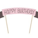 Cake Topper zum Geburtstag "Happy Birthday" rosa schwarz