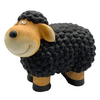 Süßes Keramik-Schaf für drinnen und draußen groß schwarz