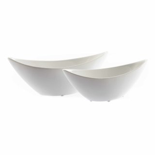 Schiffchen-Schale geschwungen aus Keramik weiß