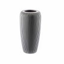 Große Keramik-Vase gerillt matt-grau