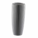 Große Keramik-Vase gerillt matt-grau ca. 40 cm