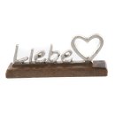 Holz Aufsteller mit silber Schriftzug "Liebe"