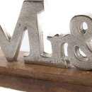 Holz Aufsteller mit silber Schriftzug "Mr&Mrs"