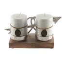 Holz Aufsteller "Amore" mit zwei Teelichthaltern 