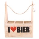 Flaschen-Tr&auml;ger aus Holz &quot;I love Bier&quot; mit...