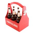 Holz Flaschen Halter mit Motiv "Notfall Bier" rot