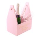 Holz Tasche in rosa "Prosecco Tanten" Flaschen-Träger im used-look