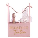 Holz Tasche in rosa &quot;Prosecco Tanten&quot; mit Abtrennungen im used-look