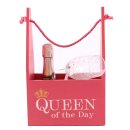 Kleine Holz Tasche in pink &quot;Queen of the day&quot;...
