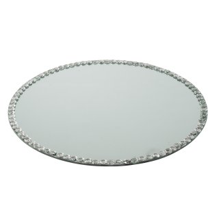 Spiegelplatte mit Kristall-Umrandung ca. 25 cm