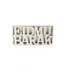 Schriftzug aus Holz "Eid Mubarak" weiß