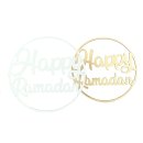 Holz Schild Happy Ramadan Blumen-Ring in zwei verschiedenen Farben rund