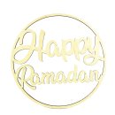 Holz Schild Happy Ramadan Blumen-Ring in zwei verschiedenen Farben rund