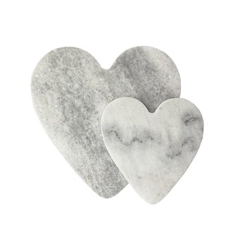 Marmorplatte / Herz rund wei&szlig; grau zwei verschiedene Gr&ouml;&szlig;en