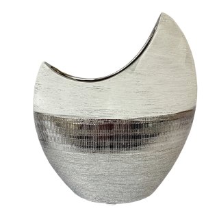 Moderne Keramik Vase wei&szlig;/silber