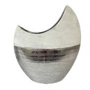 Moderne Keramik Vase weiß/silber