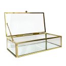 Glas Box Schmuckkasten gold mit Spiegel
