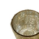 Teelichtgläser verziert mit Perlen 2er Set gold