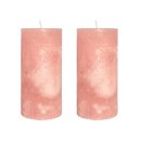 Echtwachs Kerzen im 2er Set rosa gro&szlig;