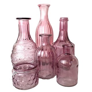 Deko 6er Set Vasen und Teelicht Altrosa