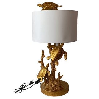Exklusive Tischlampe Schildkröte gold/weiß
