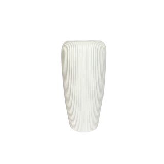 Große Keramik-Vase gerillt weiss ca. 30 cm