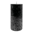 Stumpenkerzen schwarz mit silbernen Glitzer im 2er Set