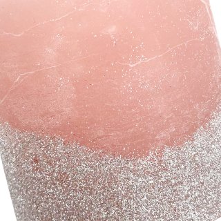 Stumpenkerzen rosa mit silbernen Glitzer im 2er Set