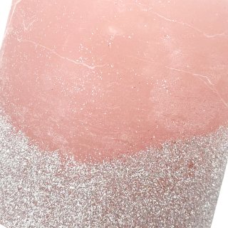 Stumpenkerzen rosa mit silbernen Glitzer im 2er Set