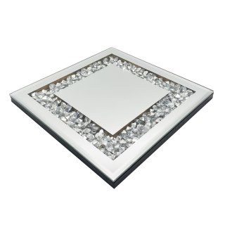 Spiegelplatte mit Kristallen ca.20 x 20 cm
