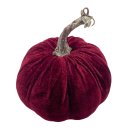 Herbst Deko K&uuml;rbis aus Samt in bordeaux ca.13 cm