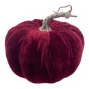 Herbst Deko K&uuml;rbis aus Samt in bordeaux ca.16 cm