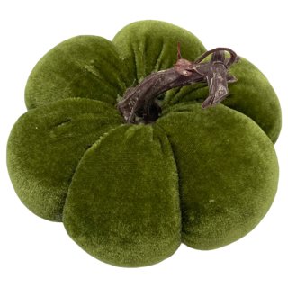 Herbst Deko Kürbis aus Samt grün ca. 15 cm