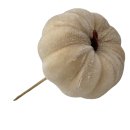 Herbst Mini Deko Kürbis aus Samt creme zum stecken 8 cm