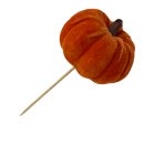 Herbst Mini Deko Kürbis aus Samt orange zum stecken 8 cm