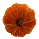 Herbst Mini Deko K&uuml;rbis aus Samt orange zum stecken...