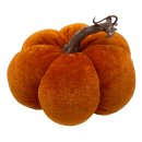 Herbst Deko K&uuml;rbis aus Samt orange ca. 15 cm
