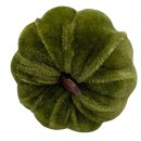 Herbst Mini Deko K&uuml;rbis aus Samt gr&uuml;n zum stecken ca. 8 cm