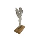Silberne Engel auf Holzfuß ca. 18 cm
