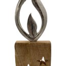 Holzaufsteller Kerze mit silberner Flamme ca. 51 cm