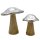 Dekorative Holz-Pilze mit silberner Krone in 2 verschiedenen Gr&ouml;&szlig;en